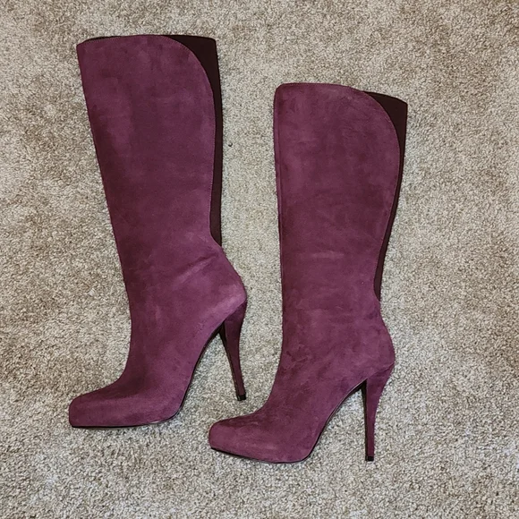 Enzo Angiolini NWT burgundy real suede elasticized calfplatform boots …